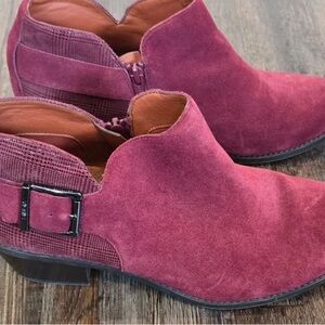 Vionic Women's Suede Heeled Boots - Deep Pink